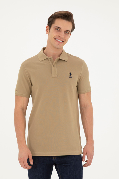 U.S. Polo Assn. Tricou Polo Slim fit cu logo discret kaki