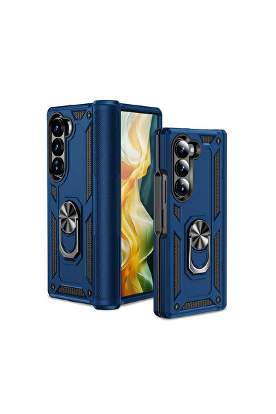 ECRUZ غطاء حماية لهاتف جالاكسي زد فولد 6 طراز إي سي آر زد فيجا - أزرق