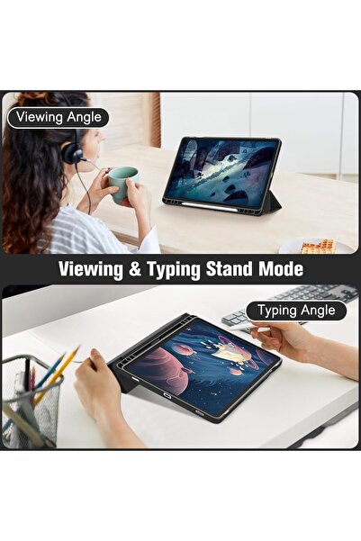 m.tk moveteck Samsung Galaxy Tab S10 Fe Plus 13.1 Kılıf Grafiti Şeffaf Kalem Bölmeli Akıllı Tablet Kılıf X620 X626