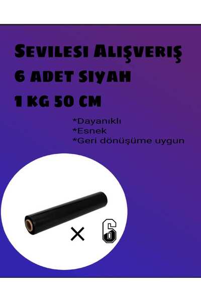 Sevilesi 1 kg X 6 Pieces Black Pallet Strapping 50 cm Stretch Film Guaranteed Net kg