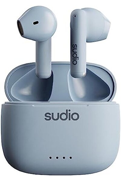 sudio A1 Blue Bluetooth Earphones, Touch Control with Compact Wireless Charging Cradle