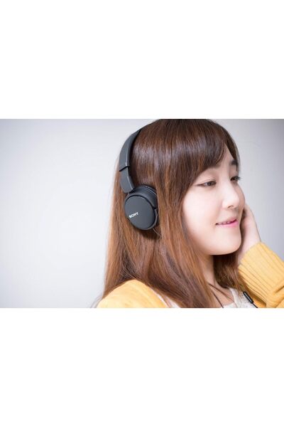 Sony MDR-ZX110AP On-ear Headphones Corded Foldable Headset, Black
