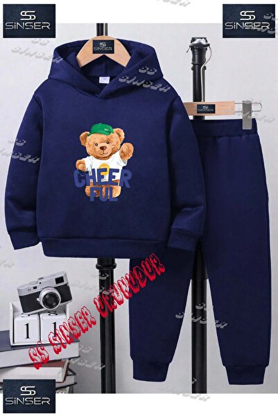 SS SİNSER Set de trening cu hanorac cu imprimeu special „BEAR CHERFUL TEXT” p...