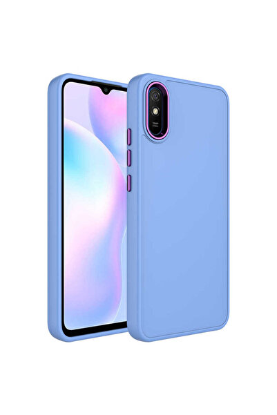 ECRUZ غطاء Redmi 9A من السيليكون ECRZ Luna مع إطار معدني وتصميم أزرار - أرجواني