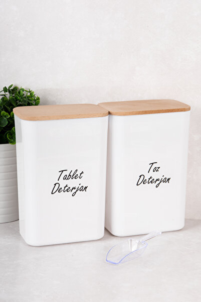 DNS HOME 2 Pieces 3 Liter Detergent Dispenser Set Tablet - Powder Detergent Storage Container with Scale Labels and Vacuum Lid