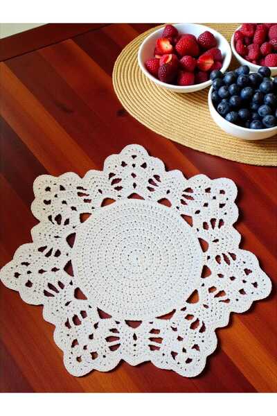 Örgü Sanatı DilekÇak El Örgüsü Polyester Soft Makrome Yıldız Supla, Dekoratif...