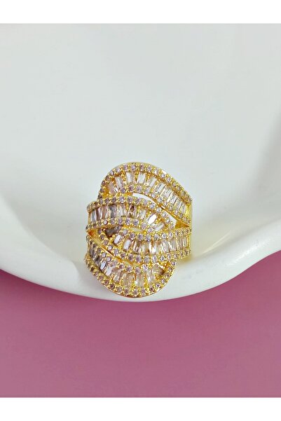 mos&more Adjustable Stylish Ring with Gold Stone