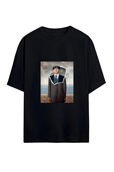 GraffTee تي شيرت توماس شيلبي من القطن ذو الحجم الكبير للجنسين