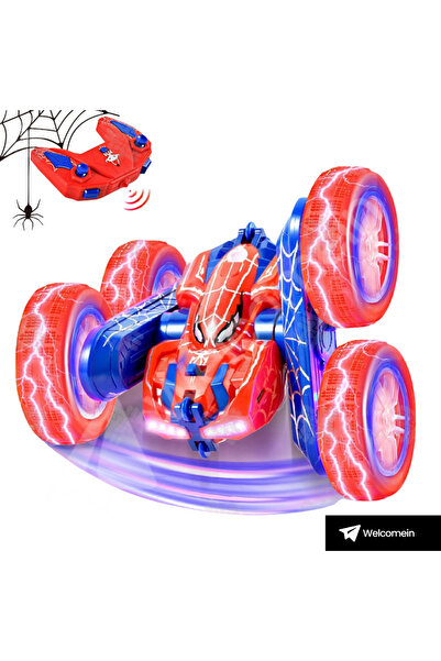 welcomein 360° Dönen Buhar Atan Şarjlı 2.4GHz Akrobat RC Araba Örümcek Adam Venom Uğur Böceği Akrobatik