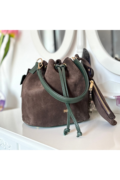 Zea Geanta Smart Bucket Piele Intoarsa maro