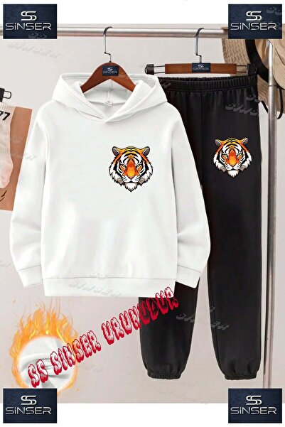 SS SİNSER Детски унисекс спортен екип с качулка и специален принт „Тигрова гл...