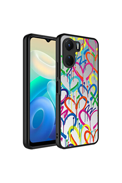 ECRUZ غطاء حماية للكاميرا منقوش بمرآة لهاتف Vivo Y16، غطاء لامع ECRZ مع مرآة ...