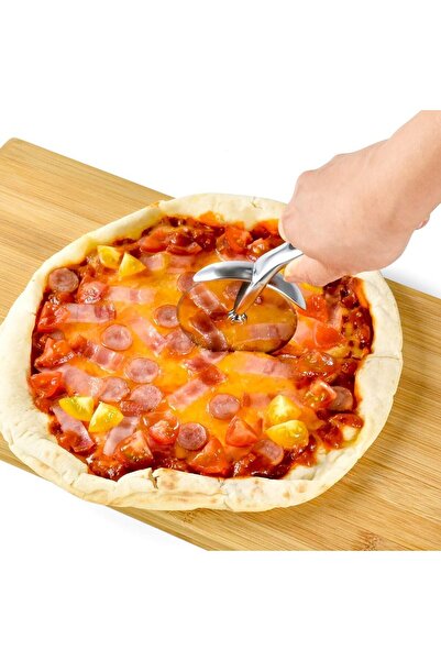 Köken Pizza knife 17.5 cm, non-slip handle, pizza/tart cutter with hard crust, zinc, diameter 6.8cm, Black