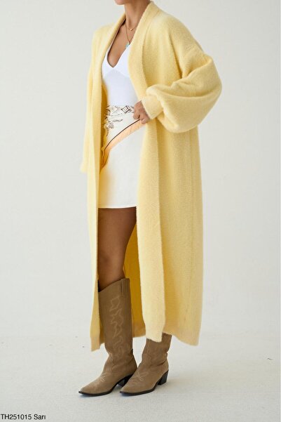 CADDELAMODA Women's Shawl Collar Bearded Long Soft Cardigan