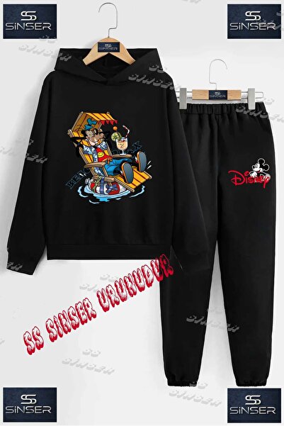 SS SİNSER Детски унисекс комплект спортен екип с качулка и специален принт „D...