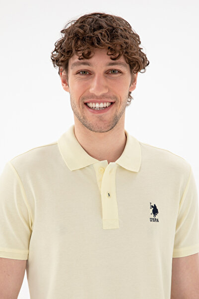 U.S. Polo Assn. Men's Cream Yellow Polo Shirt With Embroidered Logo