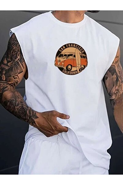 E-ROMA Tricou fără mâneci unisex cu imprimeu San Francisco