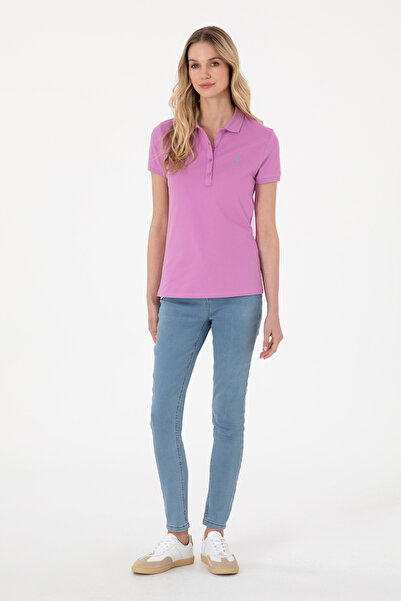 U.S. Polo Assn. Women's Bright Lilac Polo Shirt With Embroidered Logo