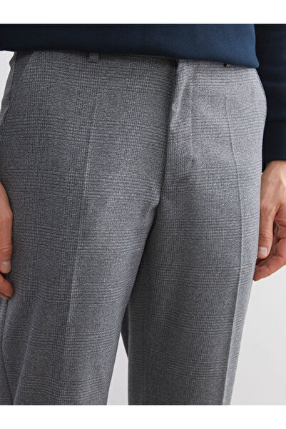 LC Waikiki Gray Standard Fit Plaid Men's Trousers
