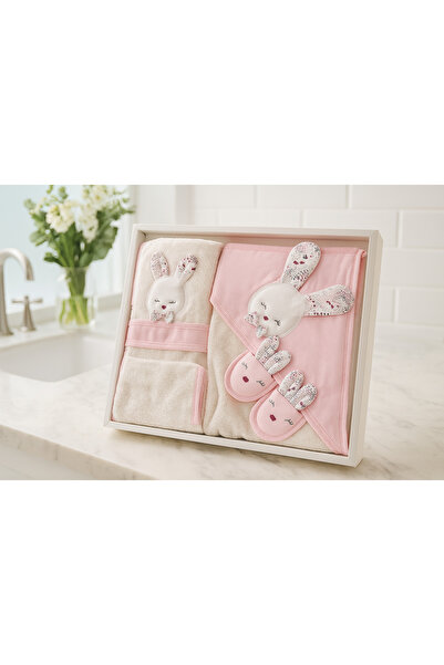 mini mia طقم روب استحمام للأطفال مكون من 4 قطع - روب استحمام بغطاء للرأس من ا...