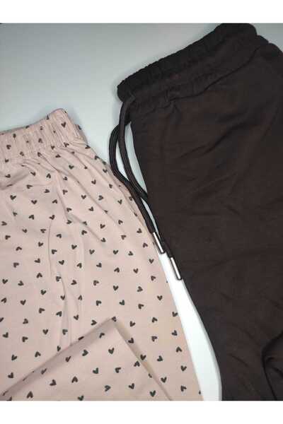 DÜVEN 2-Piece Women's Single-Layer Modal Wide-Leg Sweatpants & Cotton Pajama Bottoms