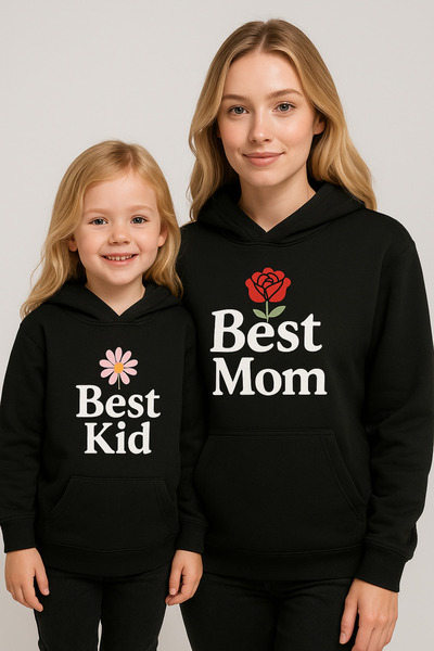 SVART WEAR Hanorac din bumbac pentru mamă și fiică, mini twin, fără buzunar (copil) cu glugă Swea tricou PRET PENTRU UNUL