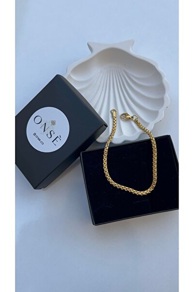 onse سلسلة أساور من الفولاذ المضفر بتصميم ذهبي من مجوهرات شوبينغ