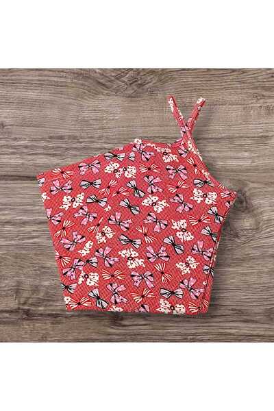 ESTA STORE Red and Gray Ribbon-Patterned Tank Top with Straps