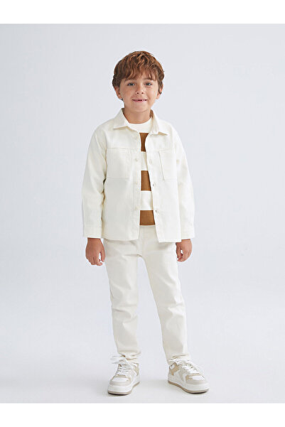 LC Waikiki Haki Basic Gabardin Uzun Kollu Erkek Çocuk Gömlek -For Yourself-