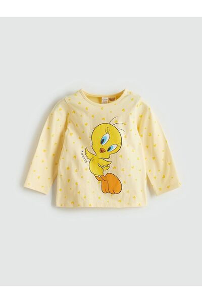 LC Waikiki Lcw Baby Crew Neck Tweety Printed Baby Girl Pajama Set