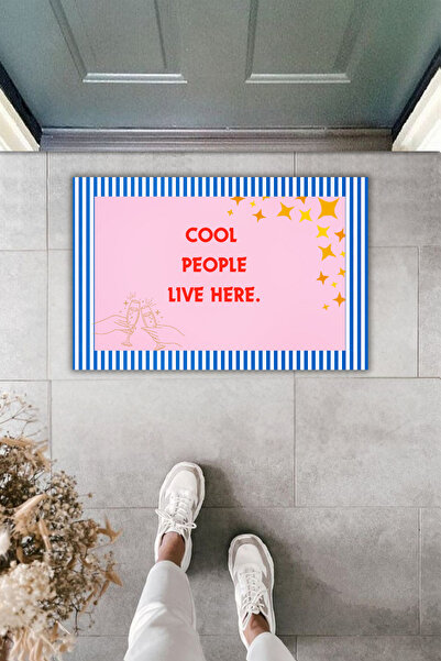 Dormot Dekoratif Dijital Paspas Cool People Live Here Önü Paspası 70x45cm
