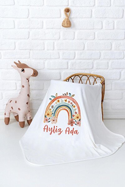 Pia Baby İsimli ve %100 Pamuk Çift Katlı Penye Bebek Battaniyesi 80x80 cm
