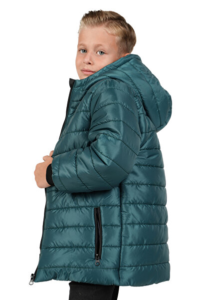 Merdia Ανδρικό παλτό με κουκούλα με επένδυση από γούνα, αδιάβροχο και αντιανεμικό, με μοτίβο ίσιας γραμμής