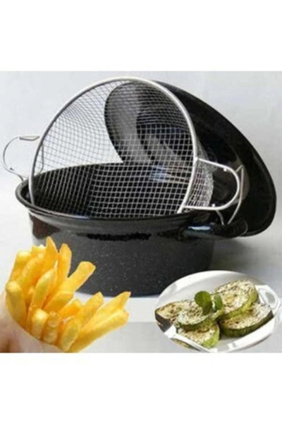 abnturk Sosis Cips Patates Kabak Patlıcan Kızartma Tenceresi Fritöz Emaye Tencere 24cm Çinko Tencere