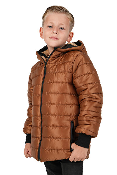 Merdia Ανδρικό παλτό με κουκούλα με επένδυση από γούνα, αδιάβροχο και αντιανεμικό, με μοτίβο ίσιας γραμμής