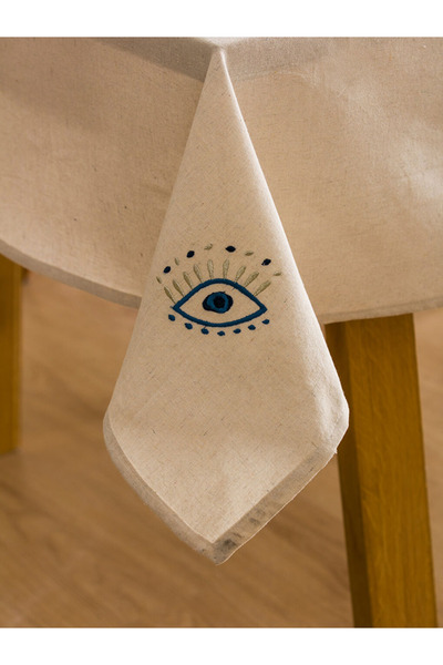 LC Waikiki New Season Beige Eye Embroidered Tablecloth 150X150 cm