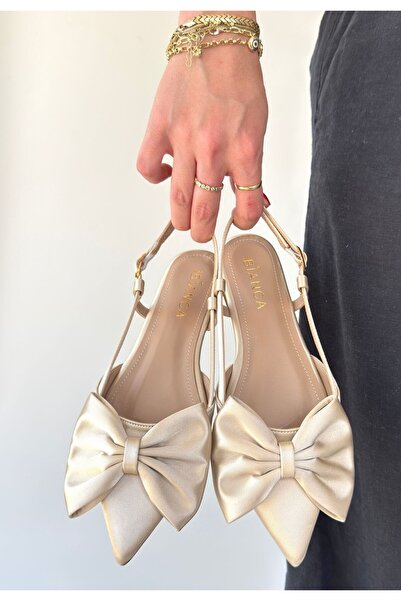 Zerenyus Cenya Beige Satin Ballerina Shoes