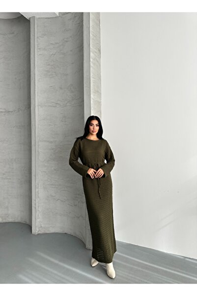 Rabi Shine Women's Knitted Dress with Fine Mesh Detail and Full Lining