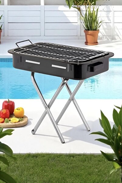 A&A Büyük Boy XL Premium Seri Kalın Emaye Mangal Katlanır Ayaklı 1. Sınıf Paslanmaz Mangal 62 X 35cm