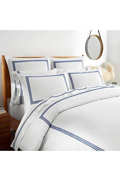 H Hotel Supplier Lenjerie brodata 2 persoane Hotel Supplier Trilinea Elegance, 65% bumbac 35% tencel, 6 piese