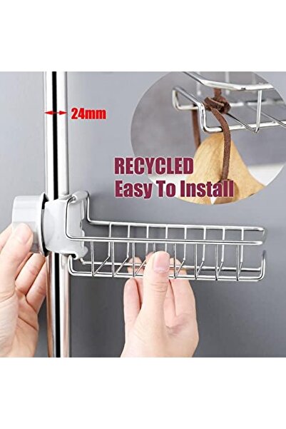 Generic Kitchen Sink Caddy Organizer Over Faucet Sponge Holder, Stainless Steel Heavy Duty Thickening