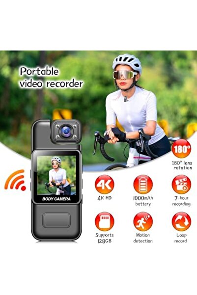Generic 4K Full UHD WiFi Body Camera, Wearable Body Camera with 1.3" Screen - Night Vision & Motion Detectio