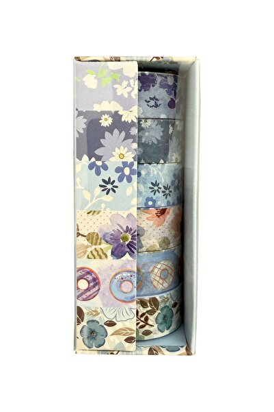 Gıpta 6'lı Renkli Konsept Desenli Bant Çiçekler Bant Mavi - 1 Paket