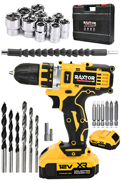 RAXTOR 36V Çift Bataryalı Çelik Şanzıman 24 Parça Setli Akülü Vidalama Şarjlı...