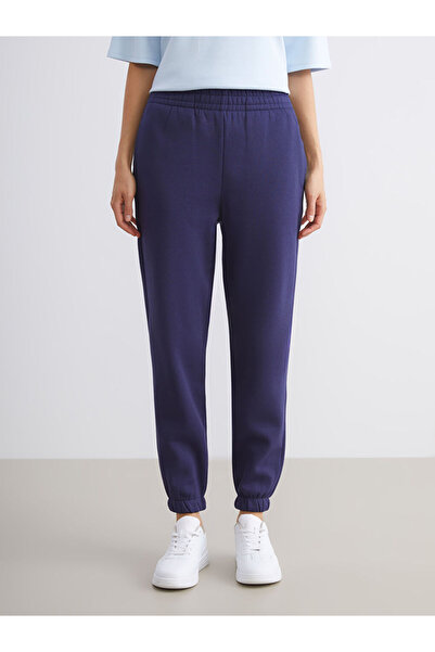 LC Waikiki Navy Blue Elastic Waist Women's Thick Jogger Sweatpants