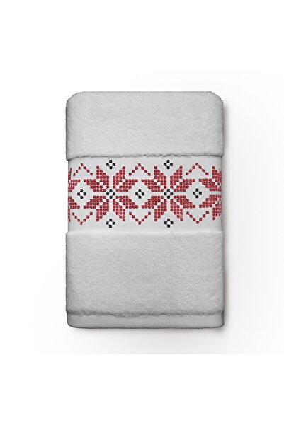 H Hotel Supplier Prosop baie, Royal Home, Brodat, bumbac 100%, Alb, 70x140cm,...