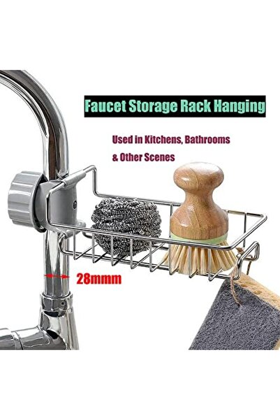 Generic منظم حوض المطبخ فوق حامل الإسفنجة، مصنوع من الفولاذ المقاوم للصدأ عالي التحمل