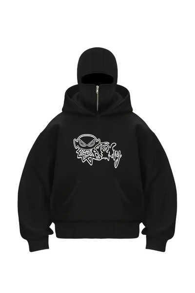 LAND MODA Hanorac unisex Ninja cu mască de zăpadă Cardigan din lână groasă cu...