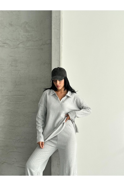 Rabi Shine Women's Cotton Polo Neck Double Set