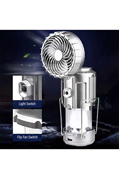 Generic Hanging Camping Light with Fan for Camping Portable Camping Fan LED Light Solar Powered Rechargeable